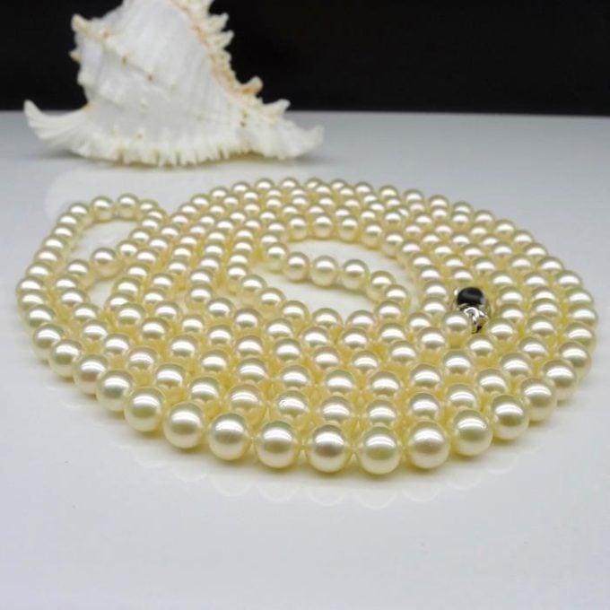Triple Strand 7-7.5 mm Golden Akoya Pearl Necklace