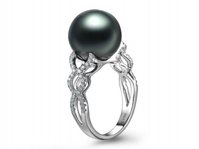 Frida Tahitian Pearl and Diamond Ring