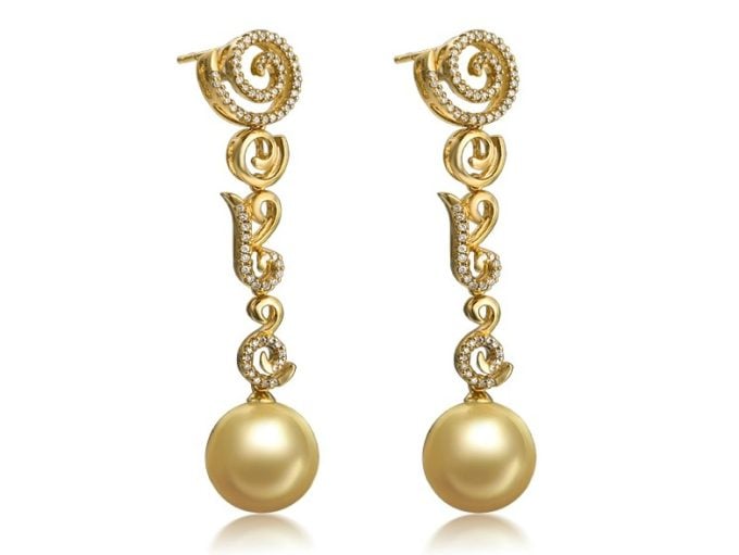 Pascaline South Sea Pearl and Diamond Earrings