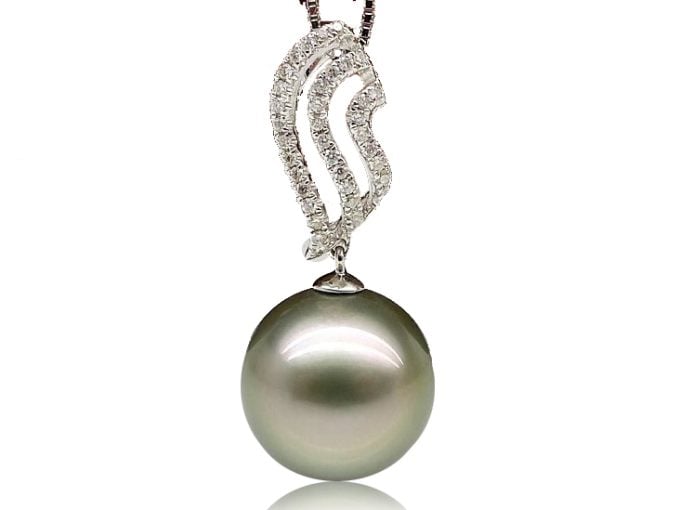 Aline Tahitian Pearl and Diamond Pendant
