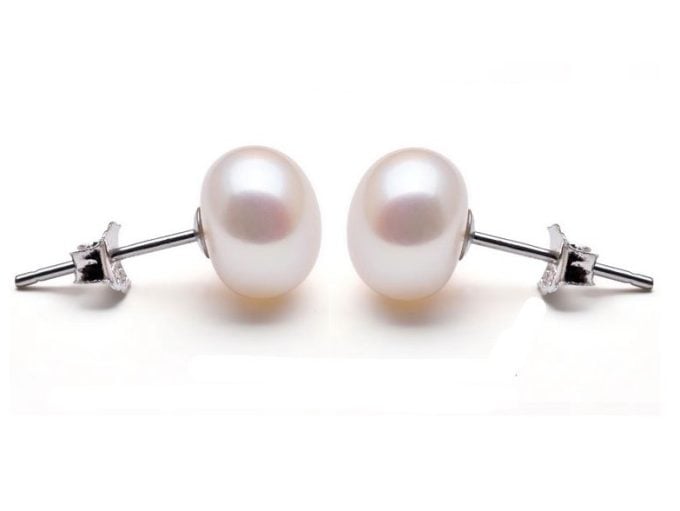 White Freshwater Pearl Stud Earrings 7-8 mm AA+