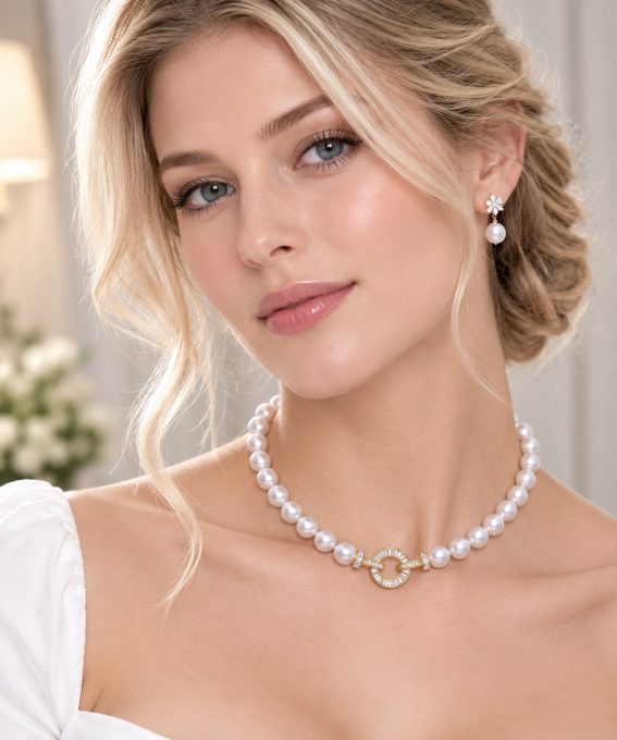 White Akoya Pearl Strand & South Sea Pendant