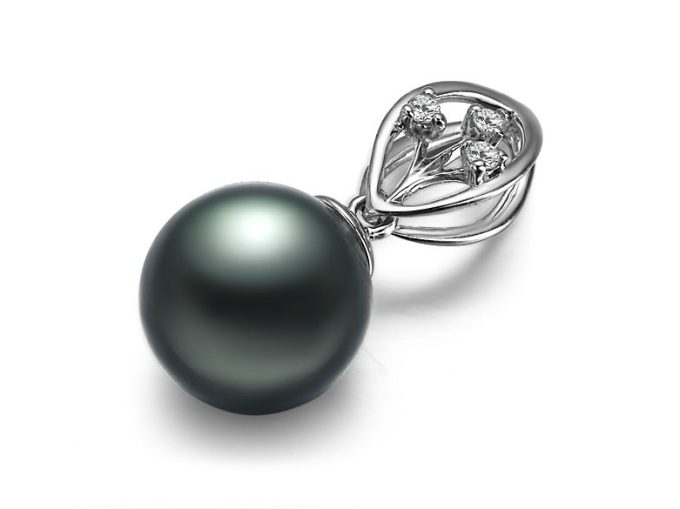 Andrew Tahitian Pearl and Diamond Pendant