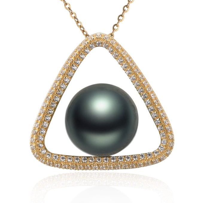 14K Gold Cynthia Black Tahitian Pearl Pendant