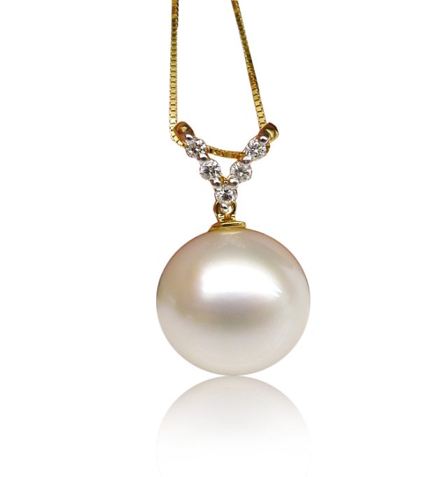 Rose Japanese Akoya Pearl and Diamond Pendant