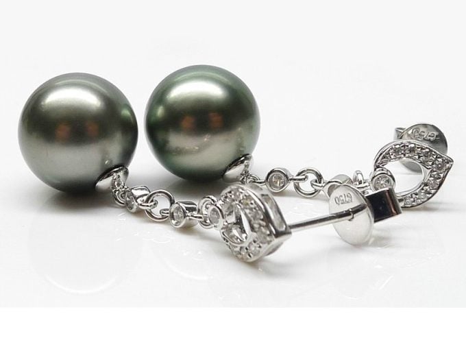 Venus Tahitian Pearl and Diamond Earrings