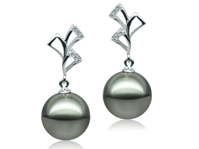 Auberi Tahitian Pearl & Diamond Stud Earrings
