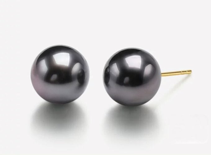 13-14 mm Tahitian Pearl Stud Earrings AAA