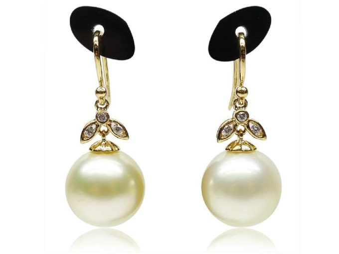 Sibyl South Sea Pearl and Diamond Earrings