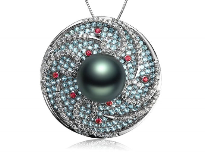 Gale Tahitian Pearl and Diamond Pendant