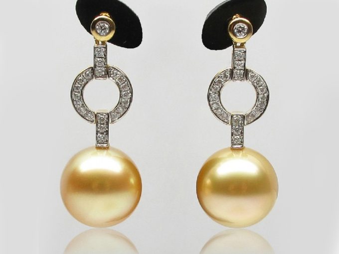 Leila South Sea Pearl and Diamond Earrings