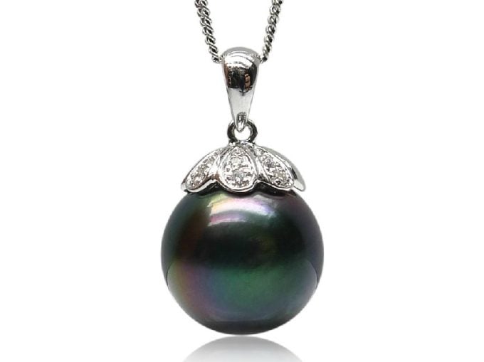 Adonis Tahitian Pearl and Diamond Pendant