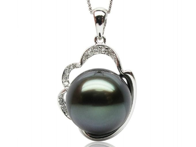 Athena Tahitian Pearl and Diamond Pendant