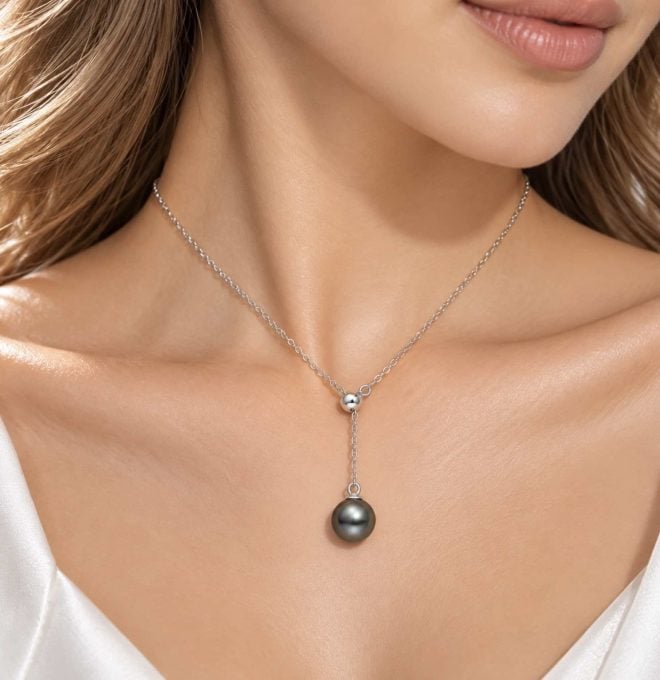 14K Gold Black Tahitian Pearl Maya Pendant
