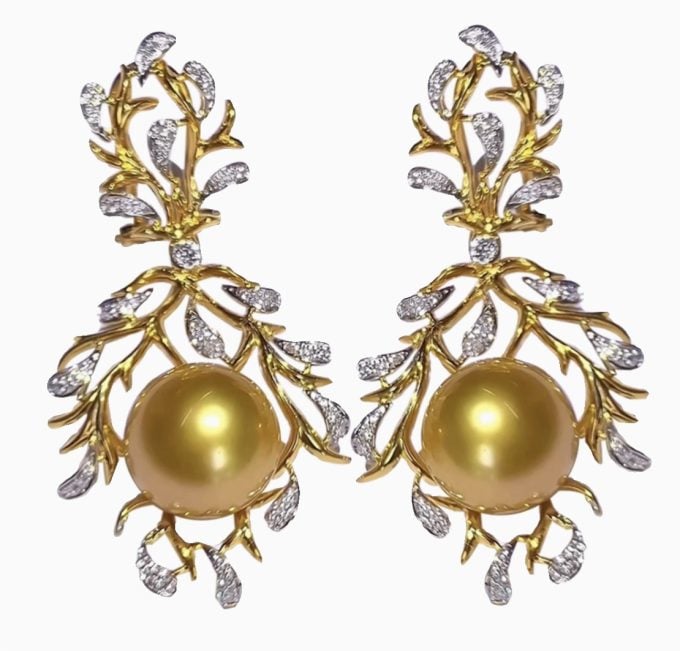 South Sea Pearl and Diamond Giselle Earrings