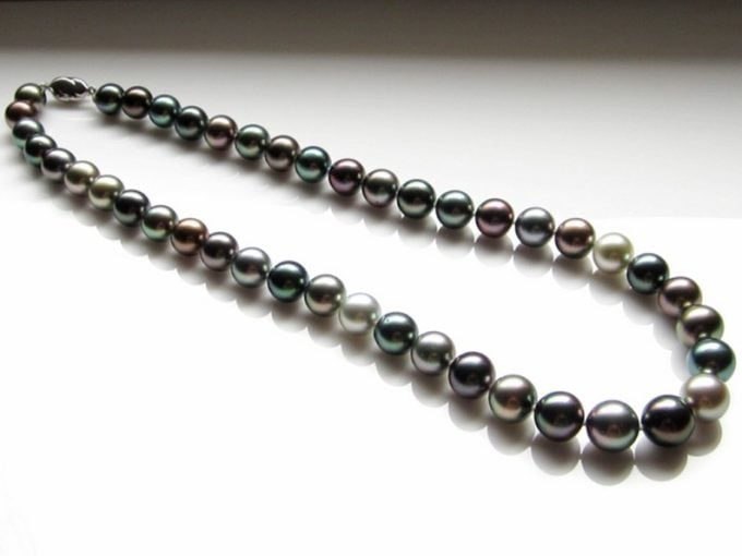 9-12 mm Multicolor Tahitian Pearl Necklace AAA