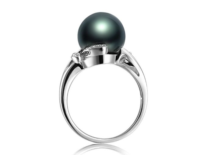 George Tahitian Pearl and Diamond Rings