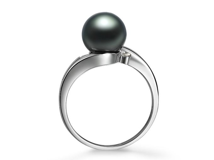 14K Gold Hunter Tahitian Pearl and Diamond Ring