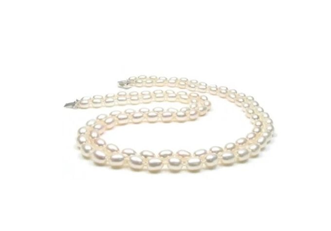 Double Strand White Freshwater Drop Pearl Necklace