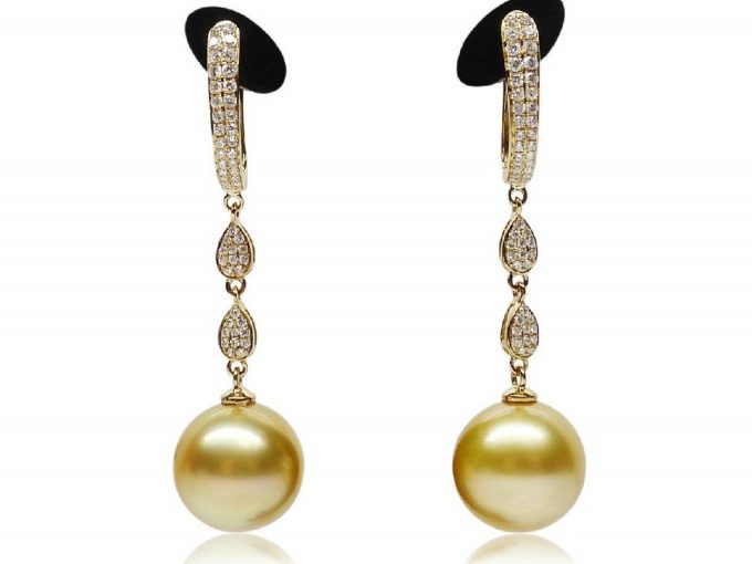 Jenny South Sea Pearl and Diamond Earrings .50Ct