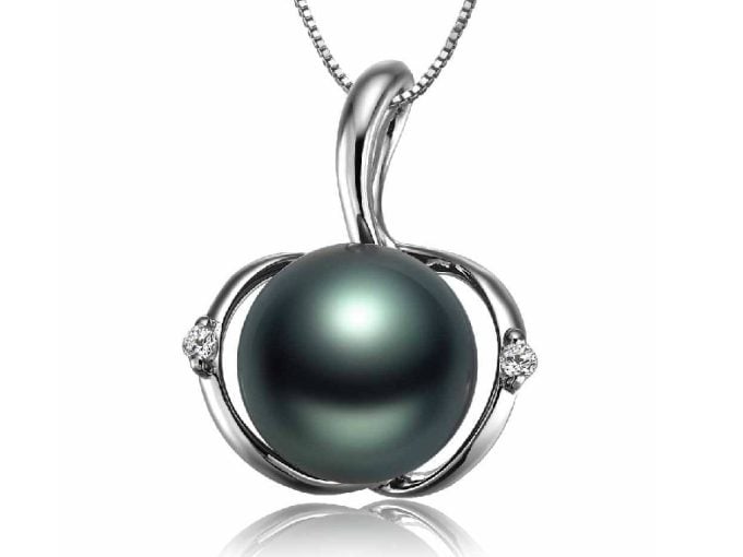 Apple Tahitian Pearl and Diamond Pendant