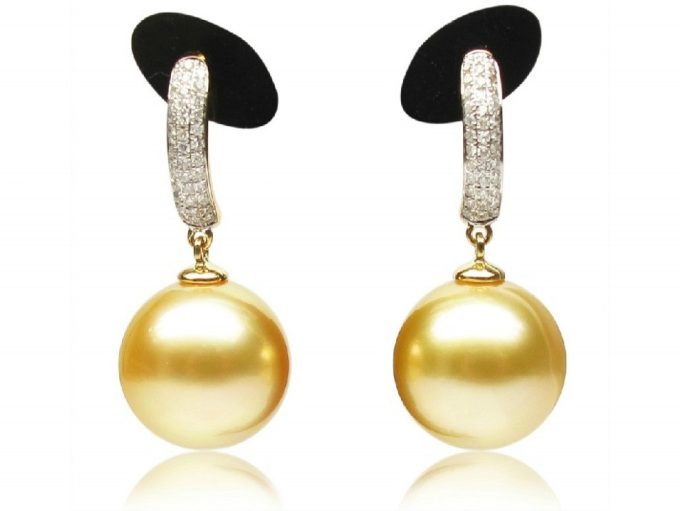 Mona South Sea Pearl and Diamond Earrings