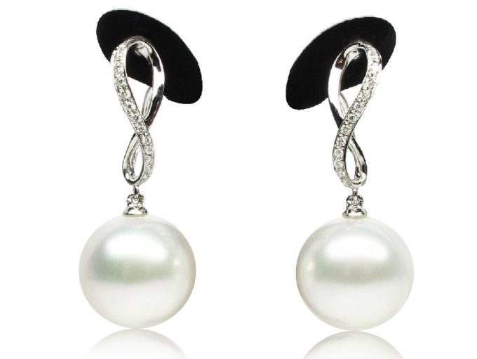 Stacey South Sea Pearl and Diamond Earrings
