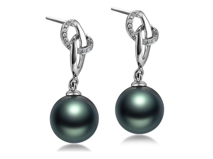 Devin Tahitian Pearl and Diamond Earrings