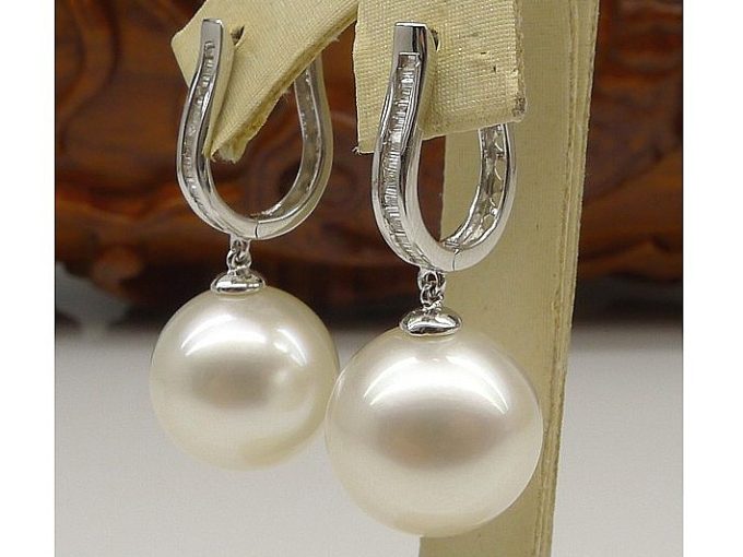 Dorothy South Sea Pearl and Diamond Earrings